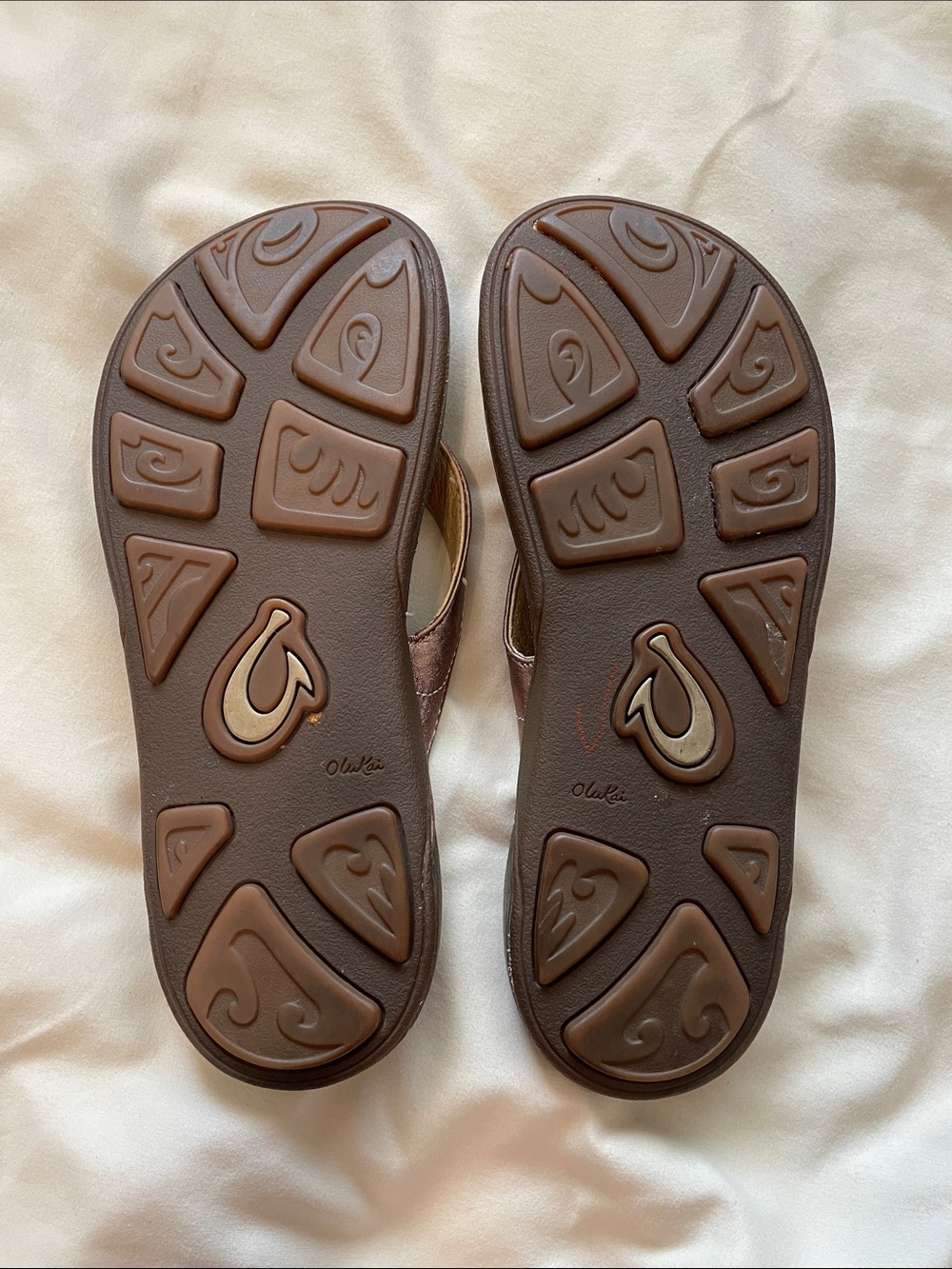 OluKai Brown Leather Flip-Flop Sandals - Picture 2 of 3